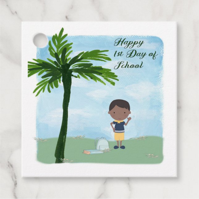 1er jour de l'école Favoriser étiquette pour garço (Devant)