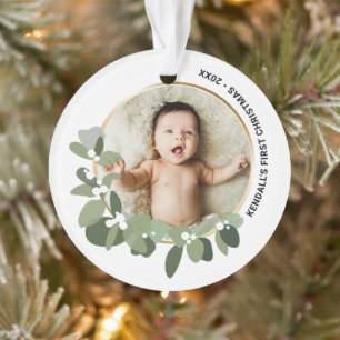 1er Noël du bébé - couronne photo personnalisée
