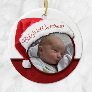 1er Noël du bébé - Ornement photo du Père Noël