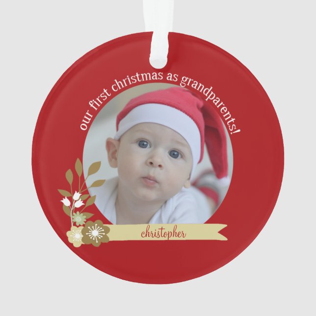 1er Noël en grand-parents sur mesure Ornement (dos)