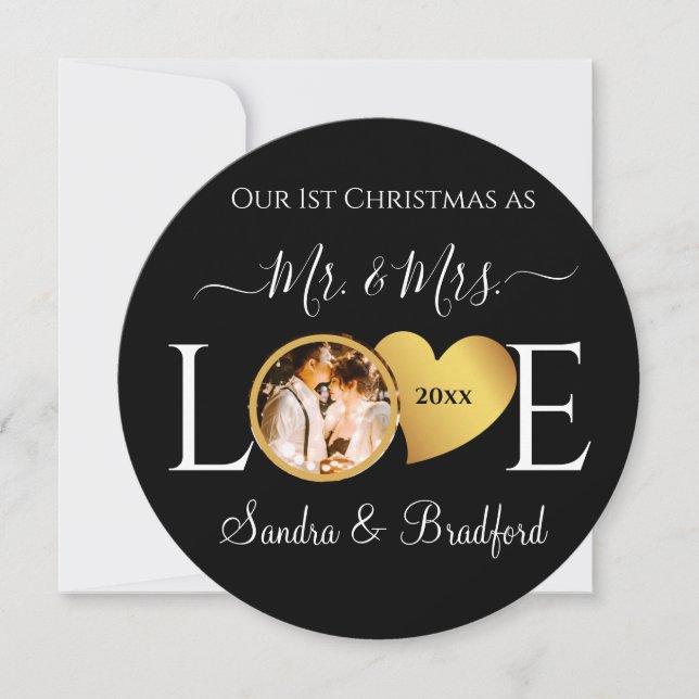 1er Noël en tant que M. Mme Newlyweds Carte de vac (Devant)