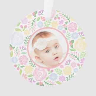 1er Noël Floral Pastel Ornament, Inversé