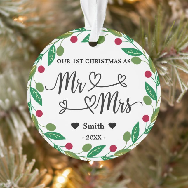 1er Noël personnalisé en tant que Mr & Mrs Photo (Arbre)