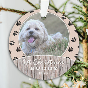 1er Noël Rustic Puppy Photo Motif