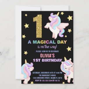 1er Rainbow Unicorn Invitations Anniversaire Vol