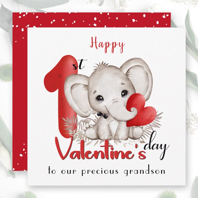 1er Saint Valentin garçon Saint Valentin Carte de  (1st Valentine's day boy Valentine's day Card)