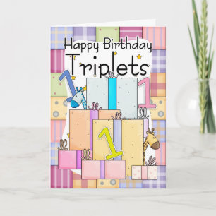 1ère Carte Anniversaire Pour Triplets Avec Cadeaux