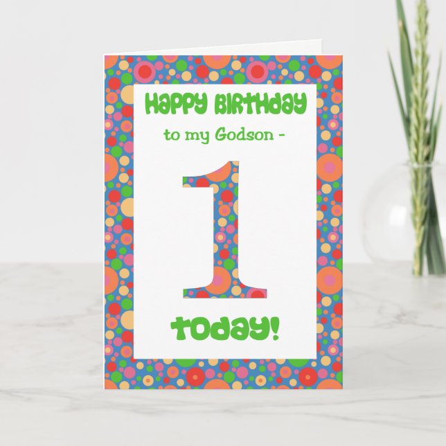 1ère carte d'anniversaire pour un Godson, Bright e (Devant)