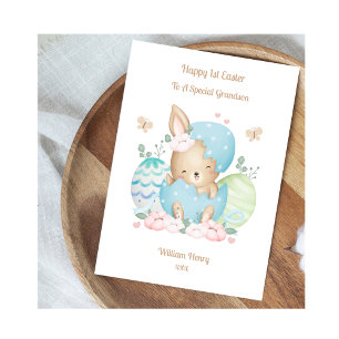 1ère carte de petit-fils de lapin de Pâques