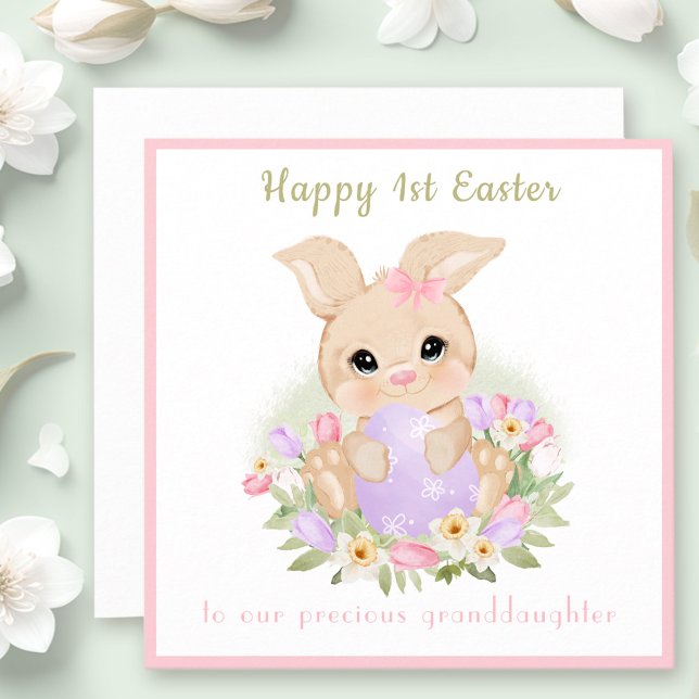 1ère carte Pâques lapin petite-fille Carte Pâques (1st Easter card bunny granddaughter Easter card)