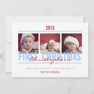 1ère carte photo de Noël pour bébé garçon