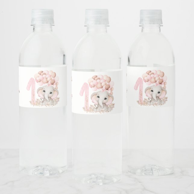 1ère fête d'anniversaire | Fille | Étiquette de bo (Bouteilles)