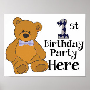 1ère fête d'anniversaire ici Poster avec ours de C