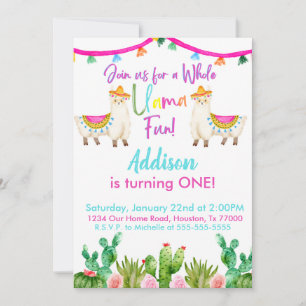 1ère Fiesta Tout Llama Amusant Invitation Annivers
