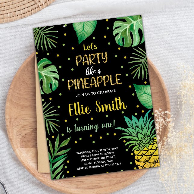 1ère Invitations d'ananas vert noir (1st Black Green Pineapple Invitations)