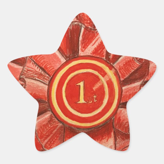 1ère place rouge rosette prix autocollant (Devant)