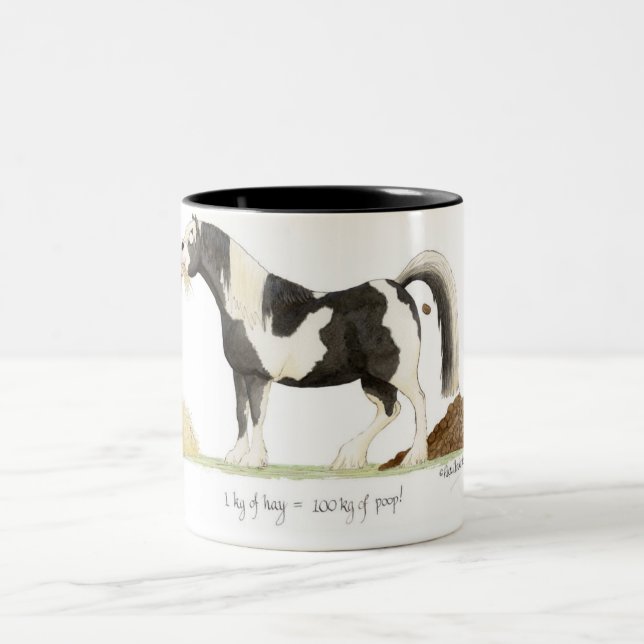 '1kg of hay = 100kg of poop!' Mug. Two-Tone Coffee Mug (Center)