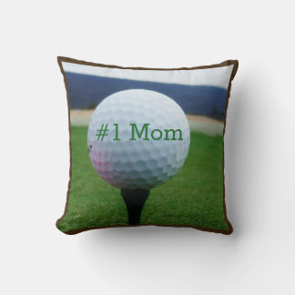 #1Mom Golfer Name white golf ball Throw Pillow