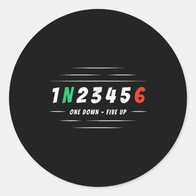 1n256 1 Down 6 Up Motorcycle Racing Biker Gift  Classic Round Sticker (Front)