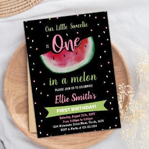 1re Black Green Watermelon Invitations d'anniversa