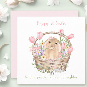 1re carte Pâques Bunny Pink Grandgirl Pâques