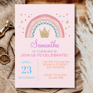 1st 2nd 3rd 4th 5th 6th 7th 8 10th Birthday Party Invitation
