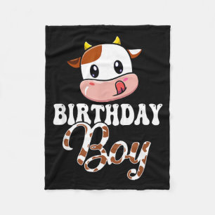 1st 2nd 3rd Cute Cow Birthday Boy Theme Party Farm Fleece Blanket