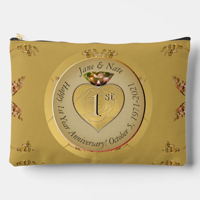 1st/50th Wedding Anniversary Golden Accessory Pouch (Front)