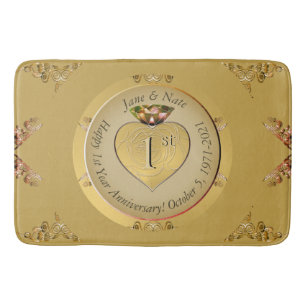 1st/50th Wedding Anniversary Golden Bath Mat