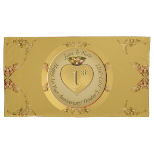 1st/50th Wedding Anniversary Golden Pillowcase