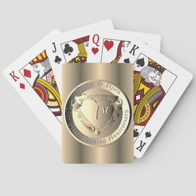 1st,8th,19th,50th Wedding Anniversary Playing Cards (Back)
