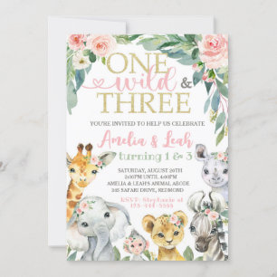 1st and 3rd Birthday Invitation One Wild & Three