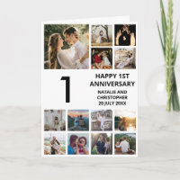 1st Anniversary 13 Photo Collage Black and White