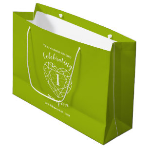 1st Anniversary 1 year of love Peridot custom Large Gift Bag