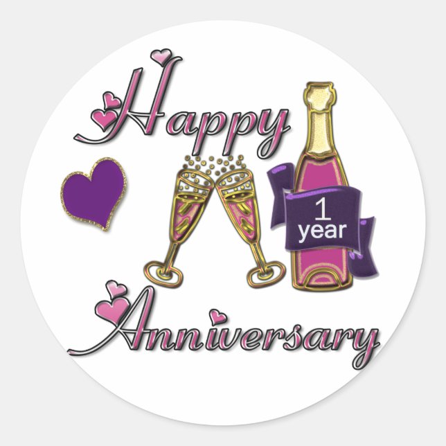 1st. Anniversary Classic Round Sticker (Front)