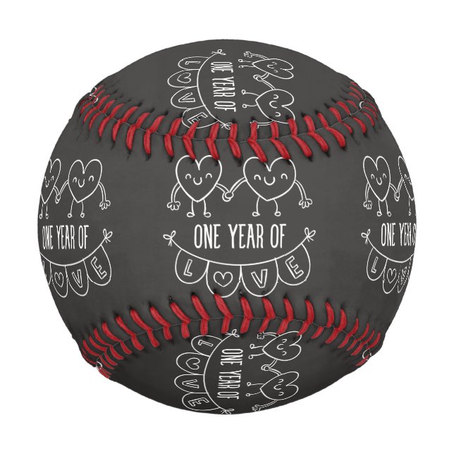 1st Anniversary Gift for Her Chalk Baseball (Front)