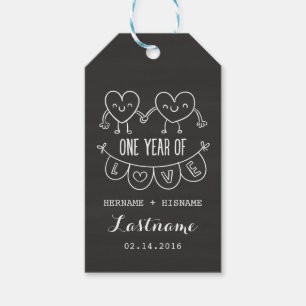1st Anniversary Gift for Her Chalk Heart Gift Tags