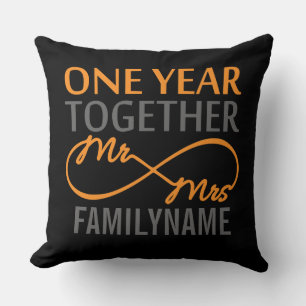 1st Anniversary Mr. & Mrs Infinity Personalized Throw Pillow