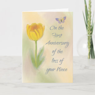 1st Anniversary of Loss of Niece Watercolor Flower Card