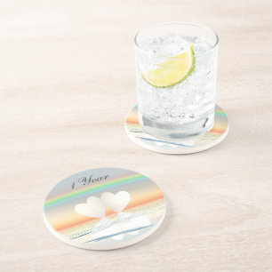 1st Anniversary Paper Hearts Coaster