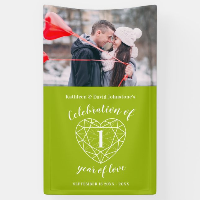1st anniversary peridot heart personalized photo banner (Vertical)