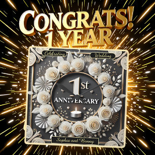 1st Anniversary Special Milestone  Square Wall Clock