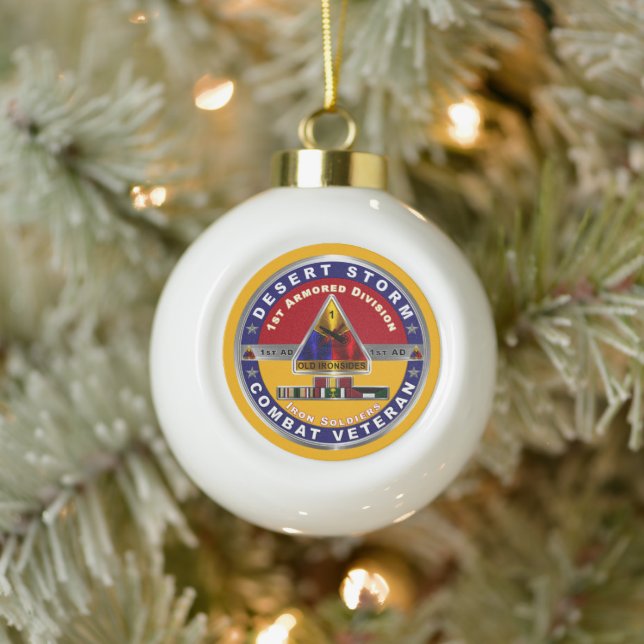 1st Armoured Division Desert Storm Veteran  Ceramic Ball Christmas Ornament (Tree)