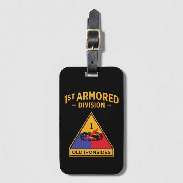 1st Armoured Division "Old Ironsides" Badge Luggage Tag (Front Vertical)