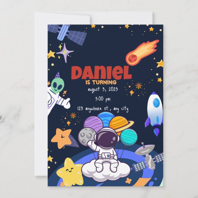 1st astronaut flight Rocket Birthday Invitation (Front)