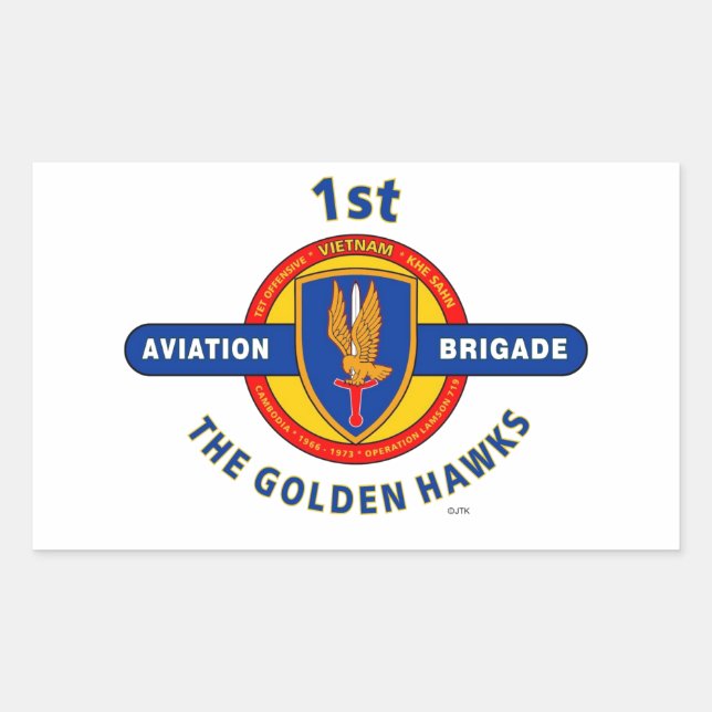 1ST AVIATION BRIGADE VIETNAM "GOLDEN HAWKS" STICKER (Front)