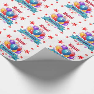 1st BABY Birthday Festive Colourful Balloons V10IZ Wrapping Paper