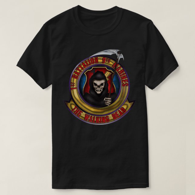 1st Battalion 9th Marines Walking Dead T-Shirt (Design Front)
