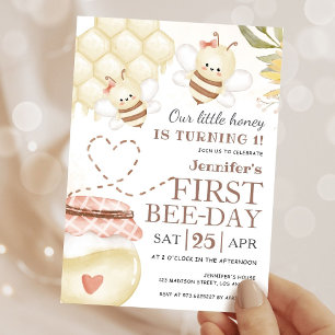 1st Bee Day Honey Bee First Bee-Day Invitation