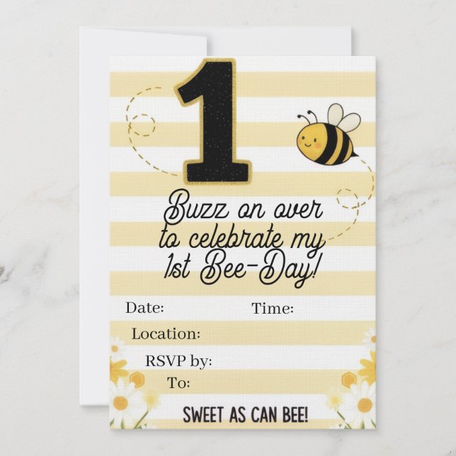 1st Bee-Day Invitation (Front)